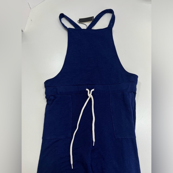 MONROW Knit Casual Overalls in Blue New With Tags Size Large Jumpsuit - Picture 8 of 13